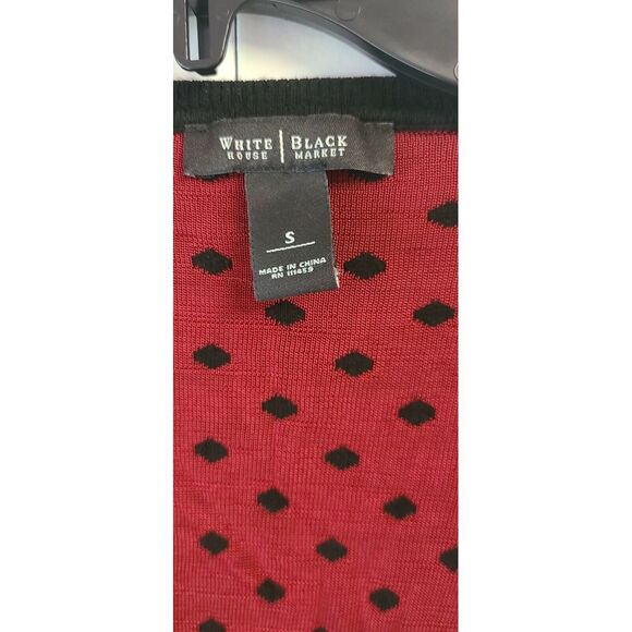 White House Black Market Cardigan Sweater Black Red Polka-dot Womens S - Picture 3 of 3